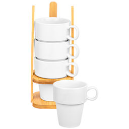 Набор кружек 4 пр. 250 мл 11*8,5*24 см "Айсберг" на бамбуковой подставке