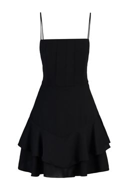 Siyah A-Kesim Balen Detayl? Dokuma K?sa Abiye Gece Mezuniyet Elbisesi TPRSS22EL00065