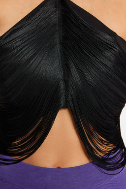 Trendyolmilla Siyah Crop Puskul Detayl? Dokuma Bluz TPRAW24BZ00082  фото 6