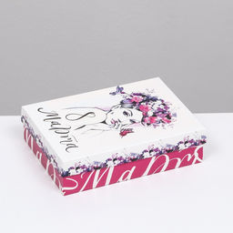 Цена за 5 шт. Подарочная коробка 8 марта с девушкой, 21 х 15 х 5,7 см - UPAK LAND фото 2