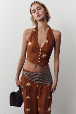 SUN PRINT LINEN BLEND TOP - Zara фото 2