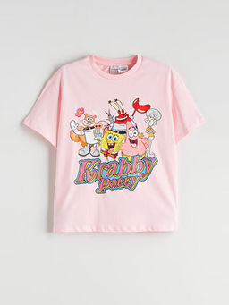 Bisiklet Yaka S?nger Bob Bask?l? K?z ?ocuk Ti??rt