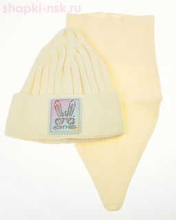 07-13-H Комплект для девочки (колпак+манишка) (48-50)