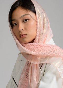 Оригинальный шарф,сшитый из трех совершенно разных тканей-IШИФОН И КРУЖЕВО