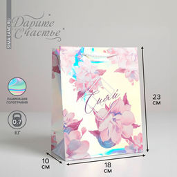 Цена за 2 шт. Пакет подарочный голографический, упаковка, «Сияй», 18 х 23 х 10 см