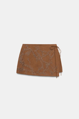 FALDA PANTAL?N LAZADA ABALORIOS / Marr?n - Zara фото 4