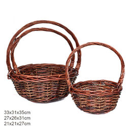 Корзина плетеная 3 штуки темно коричневые 33х12/27х10/22х9 см / S/3 22-42-B /уп 28/круглая