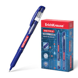 Цена за 12 шт. Ручка-роллер ErichKrause Metrix® Stick&Grip Classic 0.5, цвет чернил синий (в коробке по 12 шт.)