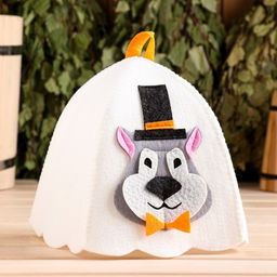 Шапка для бани с аппликацией сэр Волк