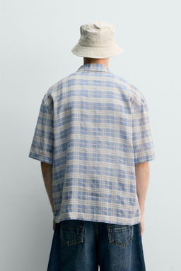 CAMISA JACQUARD CUADROS / Azul / Blanco - Zara фото 3