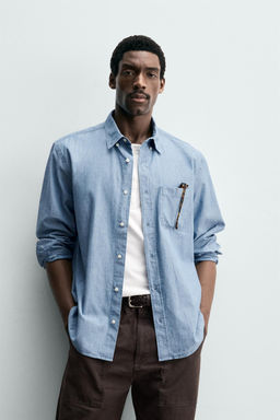 CAMISA REGULAR FIT CHAMBRAY / ?ndigo - Zara фото 2