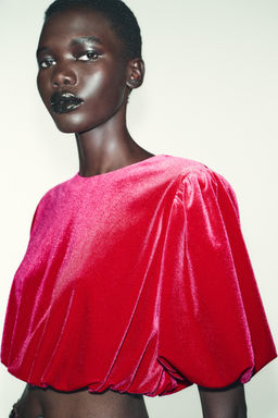 VELVET BALLOON TOP - Zara фото 4