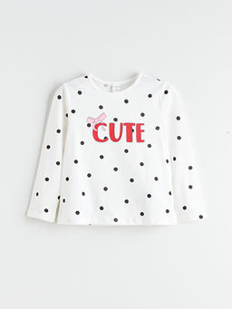 Bisiklet Yaka Bask?l? K?z ?ocuk Ti??rt