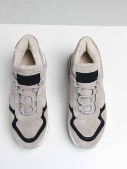 Кроссовки 150.maskgr. каменный замша/Мех