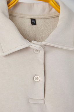 Tas*002 Unisex Cocuk Pamuklu Duz Polo Yaka Regular Orme Sweatshirt TKDAW26SW00028 - Trendyolmilla фото 3