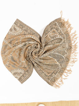 Палантин с вышивкой (шерсть вареная) в ассортименте № Тк906/44