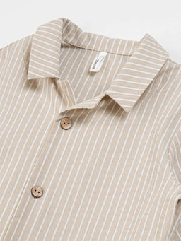 Рубашка хлопковая "Песок" с коротким рукавом 7+