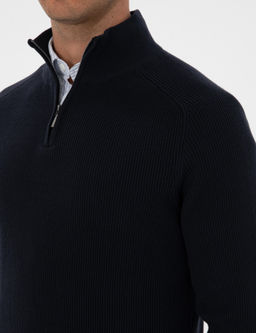 Lacivert Slim Fit Dik Yaka Fermuarl_ Triko Kazak - Pierre cardin фото 7