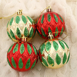 Цена за 2 шт. Ёлочные игрушки Гранат, шары новогодние, d=6 см, набор 4 шт., красный/золотистый