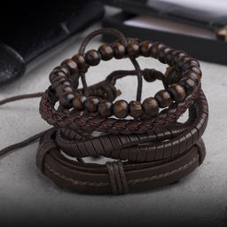 Набор браслетов «Парун», 4 шт. кожа, коричневый, d=7.5 см