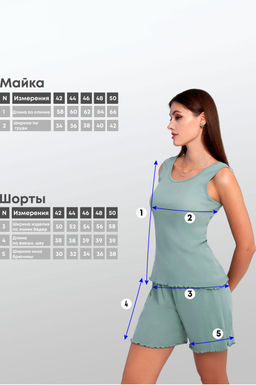Арт. 9155/3 Пижама с шортами 42-50 (5 шт) Цвет:верх-мята, низ-мята - Калинка фото 13