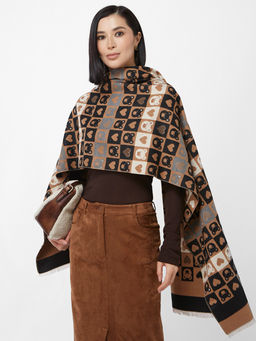 в составе ШЕРСТЬ и КАШЕМИР Большой, мягкий, теплый двусторонний палантин с принтом. - Tantino фото 10