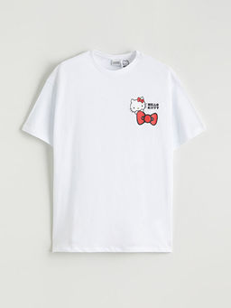 Bisiklet Yaka Hello Kitty Bask?l? K?z ?ocuk Ti??rt