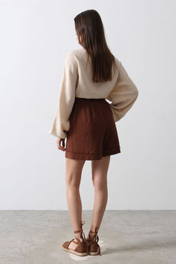 TRENDYOLMILLA Kahverengi Beli Lastikli Mini Sort & Bermuda TWOSS25SR00037  фото 6