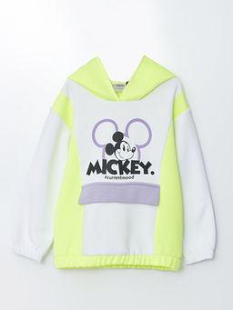 Kap??onlu Mickey Mouse Bask?l? Uzun Kollu K?z ?ocuk Sweatshirt