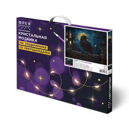 Кристальная (алмазная) мозаика ФРЕЯ ALDD-291 на подрамнике Ворон (со светодиодами) 50 х 40 см