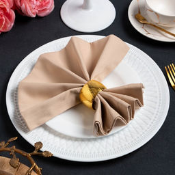 Набор салфеток с декоративными кольцами Beige pleasure, 40×40 см - 2 шт., 100% хлопок, саржа 190 г/м²