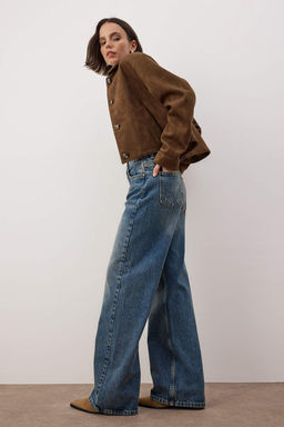 TRENDYOLMILLA Siyah Yuksek Bel Wide Leg Jeans TWOAW24JE00075  фото 6