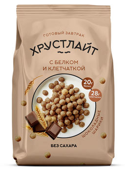 Сухой завтрак Хрустлайт с белком, клетчаткой и шоколадом / 150 г / Сибирская клетчатка