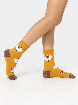 Цена за 5 пар! Теплые Носки детские с плюшевым следом и рисунком в виде барашков