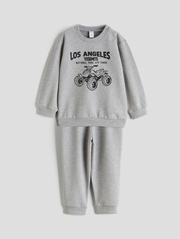 Bask?l? Erkek ?ocuk Sweatshirt ve E?ofman Alt?