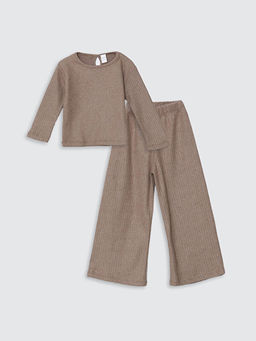 Bisiklet Yaka Basic K?z Bebek Ti??rt ve Pantolon 2li Tak?m