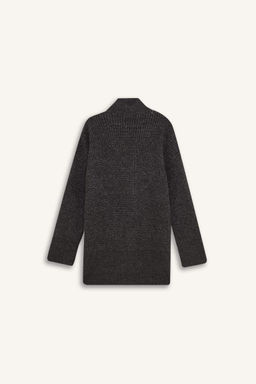 Базовый трикотажный свитер стандартного кроя с воротником-туникой - Defacto фото 3