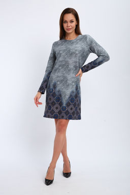 Ночная сорочка из интерлока длинный рукав купон Соня серо-голубой