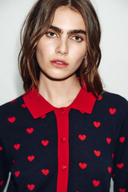 JACQUARD KNIT CARDIGAN WITH HEARTS - Zara фото 3