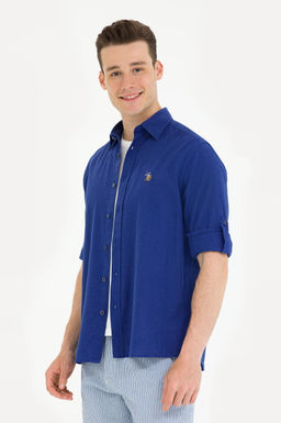 Мужская синяя базовая рубашка с длинным рукавом Неожиданная скидка в корзине - U.s. polo assn фото 3