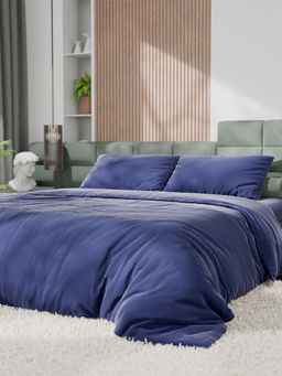 Постельное бельё 1.5-спальное «Этель», тенсель, синее