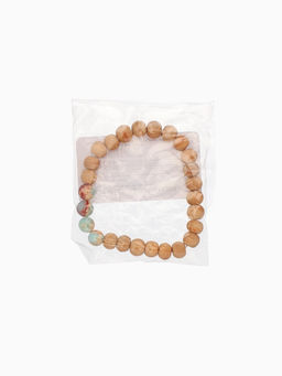 Браслет из сандалового дерева с агатом, длина 18 см, голубой