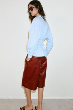 CAMISA POPEL?N PLIEGUES / Azul claro - Zara фото 3