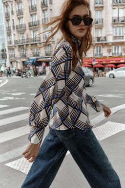 CHECK SHIRT WITH HIGH NECK - Zara фото 3