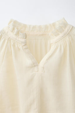 CAMISA VOLANTE CON RAMIO / Mantequilla - Zara фото 4