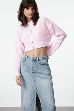 Pembe Crop Vatka Fermuar Detayl? Triko H?rka TWOAW25HI00020