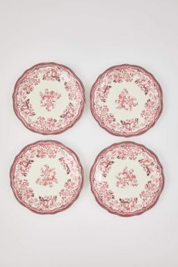 4lu Vintage Cicek Desenli Porselen Tatl? Tabag? Seti -K?rm?z? TPHAW26TBK00067