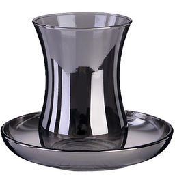 GR42021+54201-06 Набор 6 стакан/блюдца 120 мл Сияющий графит стекло (х5) - Mayer&boch фото 2