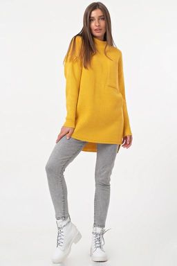 Туника вязаная теплая с шерстью горчичная