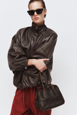 EMBOSSED LEATHER BOWLING BAG - Zara фото 10